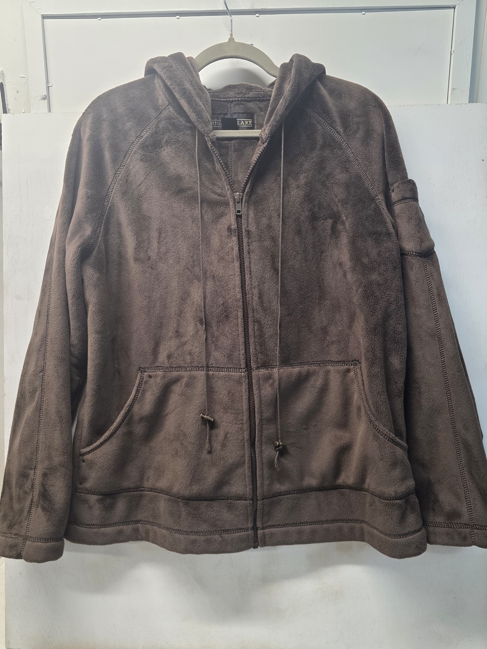 Kristen Blake Women’s XL Brown Plush Fleece Full Zip Hooded Jacket Hoodie